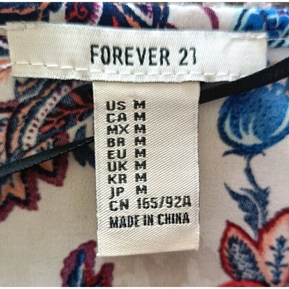 Forever 21 Fringe Kimono Cover Up Size Medium Boho Floral Festival Chiffon